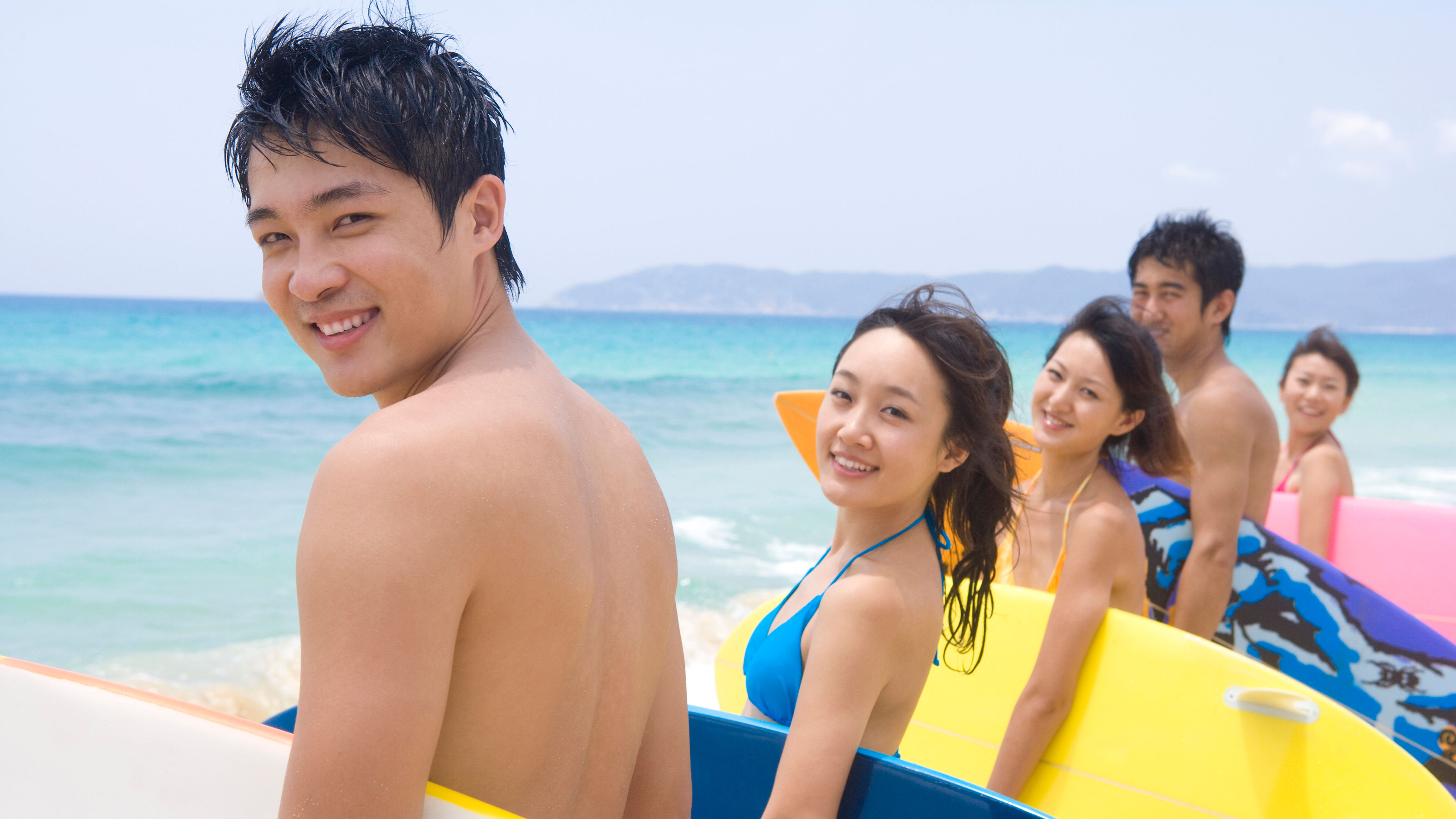 Friends ready to surf